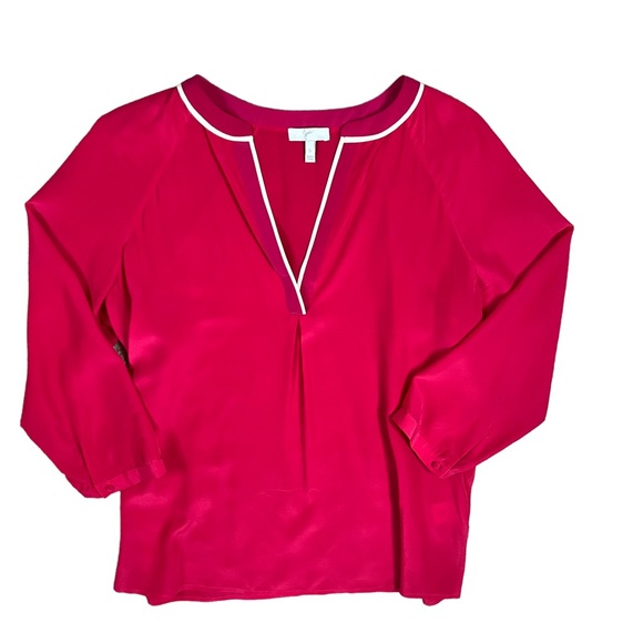 Joie Small Pink Silk V- Neck 3/4 Sleeve Blouse - Picture 4 of 8